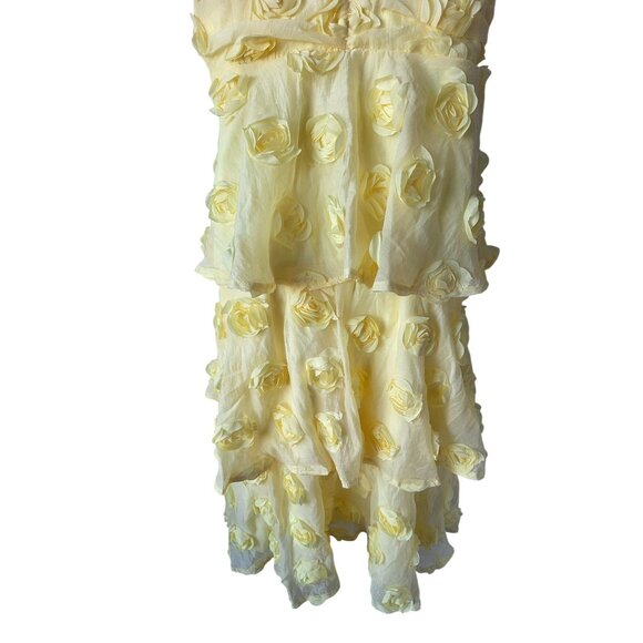 Lulus Exceptional Entrance Yellow Dress With Rosette Details Tiered Skirt XL - Picture 6 of 9